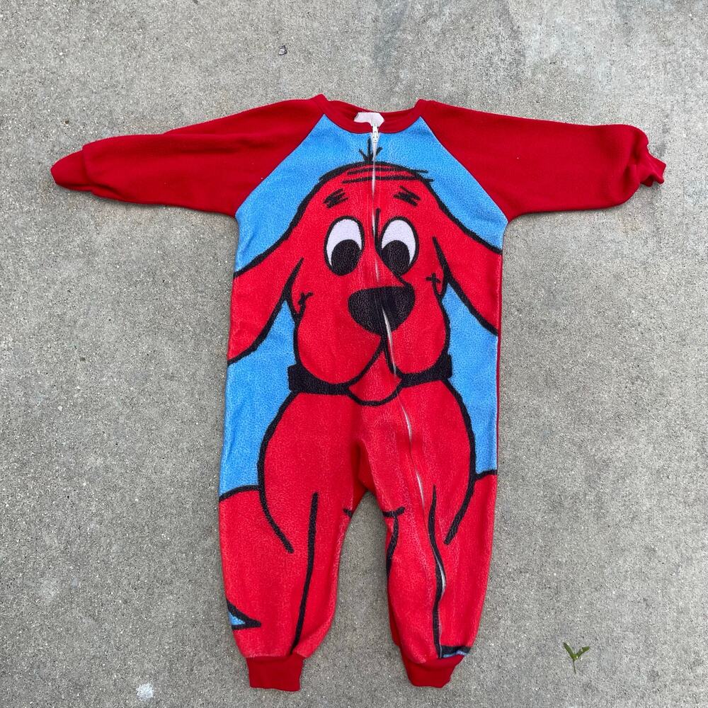 Vintage 90s Clifford the Big Red Dog Footed Pajamas Sleeper 18-24M Wormser